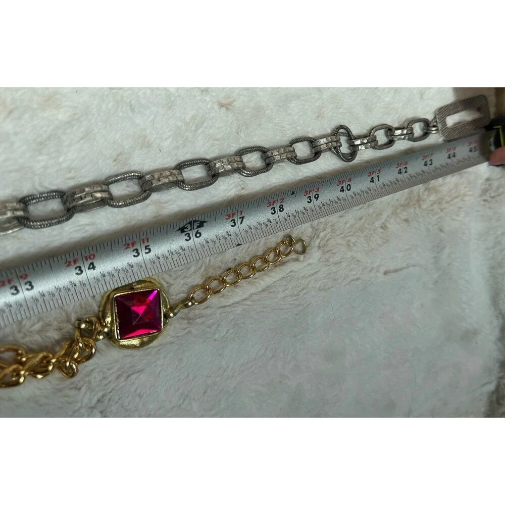 Vintage 80s 70s Women’s Belts Lot Of 7 Elastic Stretch Chain Jewel Medallions